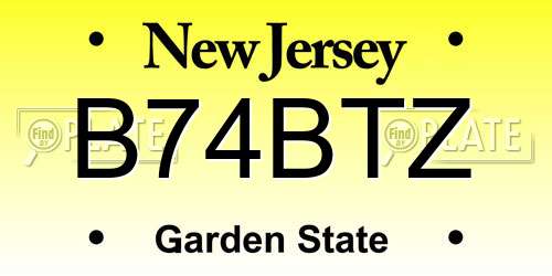 B74BTZ New Jersey License Plate