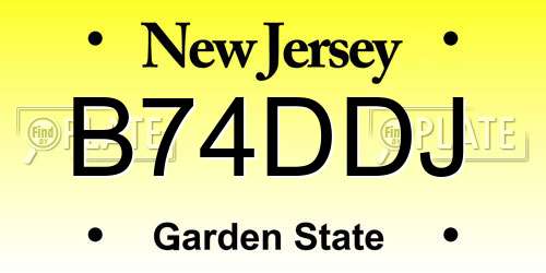 B74DDJ New Jersey License Plate