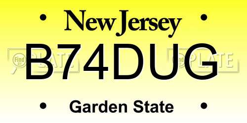 B74DUG New Jersey License Plate
