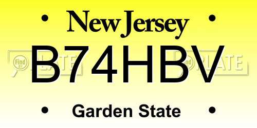 B74HBV New Jersey License Plate