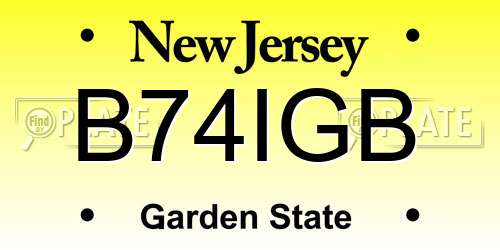 B74IGB New Jersey License Plate