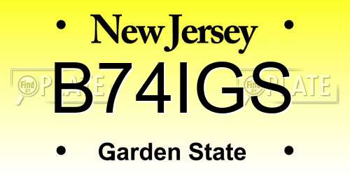B74IGS New Jersey License Plate