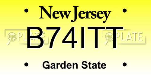 B74ITT New Jersey License Plate