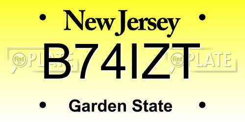 B74IZT New Jersey License Plate