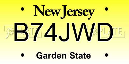 B74JWD New Jersey License Plate