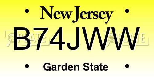 B74JWW New Jersey License Plate