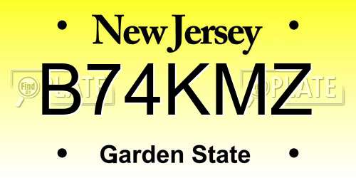 B74KMZ New Jersey License Plate