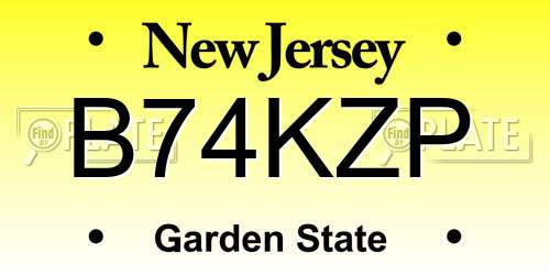 B74KZP New Jersey License Plate