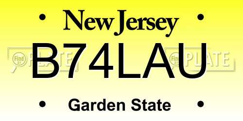 B74LAU New Jersey License Plate