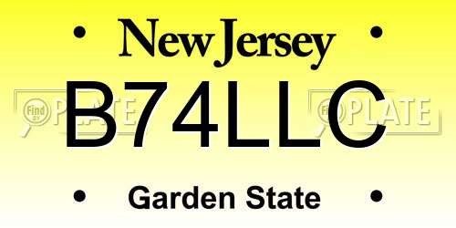 B74LLC New Jersey License Plate
