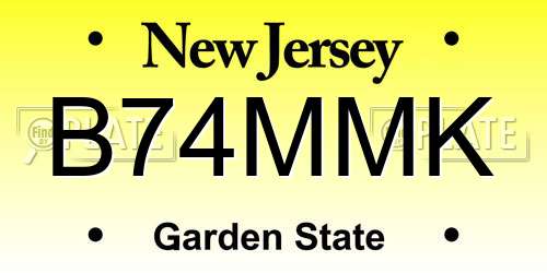 B74MMK New Jersey License Plate
