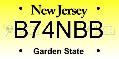 B74NBB New Jersey License Plate