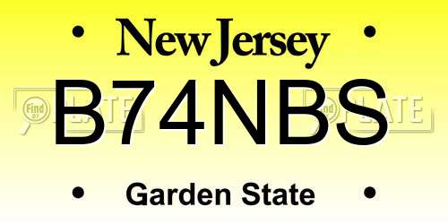 B74NBS New Jersey License Plate