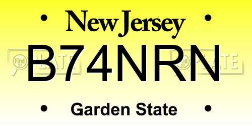 B74NRN New Jersey License Plate