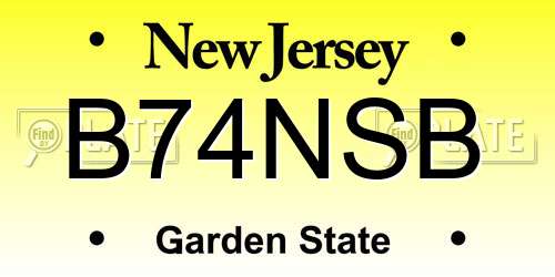 B74NSB New Jersey License Plate