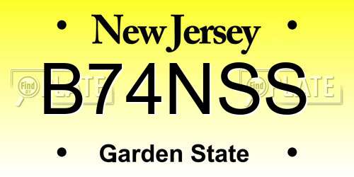 B74NSS New Jersey License Plate