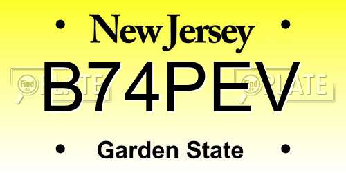 B74PEV New Jersey License Plate