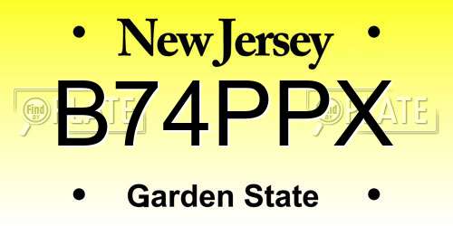 B74PPX New Jersey License Plate