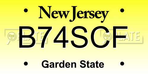 B74SCF New Jersey License Plate