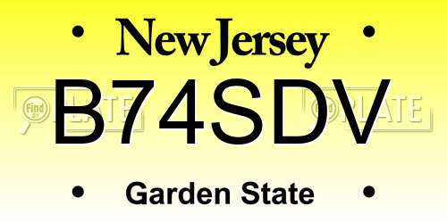 B74SDV New Jersey License Plate