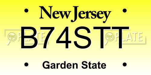 B74STT New Jersey License Plate