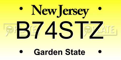 B74STZ New Jersey License Plate