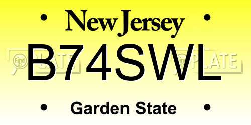 B74SWL New Jersey License Plate