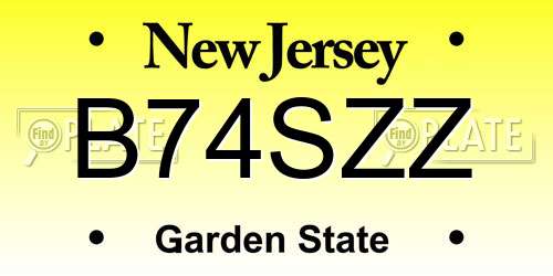 B74SZZ New Jersey License Plate