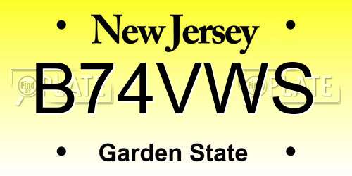 B74VWS New Jersey License Plate