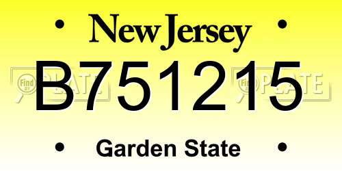 B751215 New Jersey License Plate