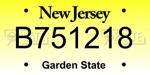 B751218 New Jersey License Plate