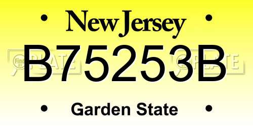 B75253B New Jersey License Plate