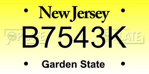 B7543K New Jersey License Plate