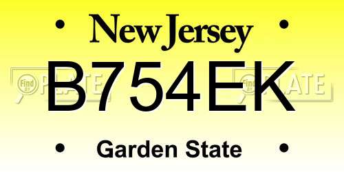 B754EK New Jersey License Plate