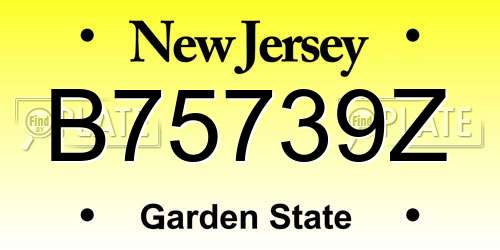 B75739Z New Jersey License Plate