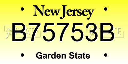 B75753B New Jersey License Plate