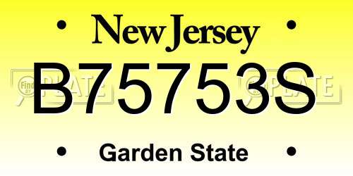 B75753S New Jersey License Plate