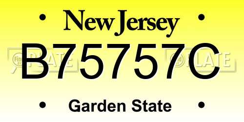 B75757C New Jersey License Plate