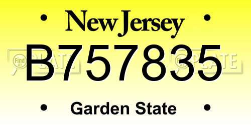 B757835 New Jersey License Plate