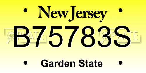 B75783S New Jersey License Plate