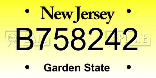 B758242 New Jersey License Plate