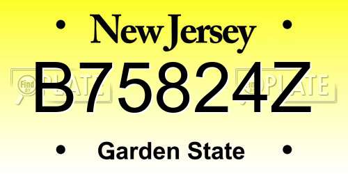 B75824Z New Jersey License Plate