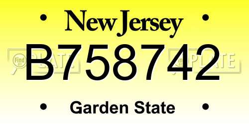B758742 New Jersey License Plate
