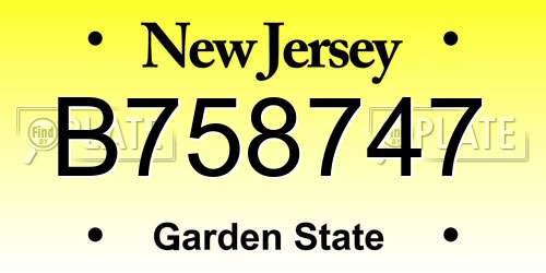 B758747 New Jersey License Plate