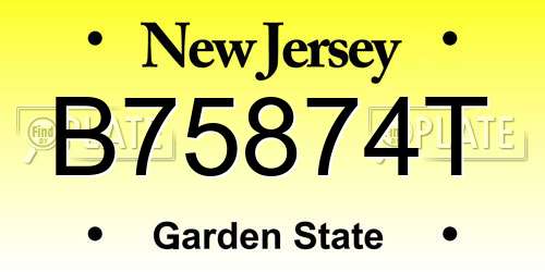 B75874T New Jersey License Plate