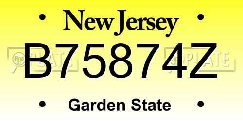 B75874Z New Jersey License Plate
