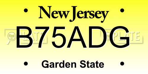 B75ADG New Jersey License Plate