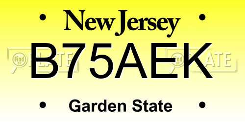 B75AEK New Jersey License Plate