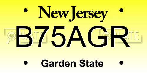 B75AGR New Jersey License Plate