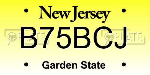 B75BCJ New Jersey License Plate